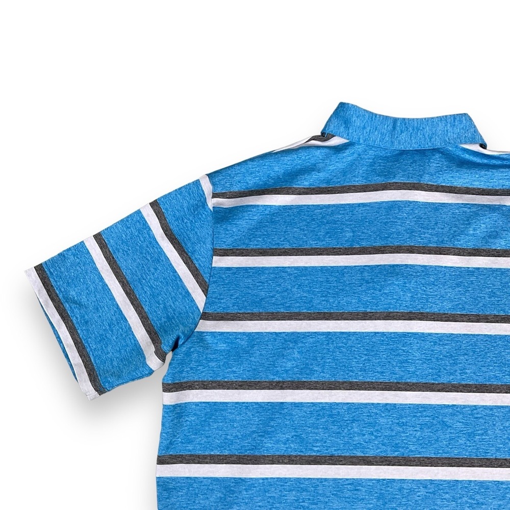 Callaway Polo Shirt Mens Medium Blue Gray Stripe Golf Opti Dri Short Sleeve EUC - Picture 9 of 15